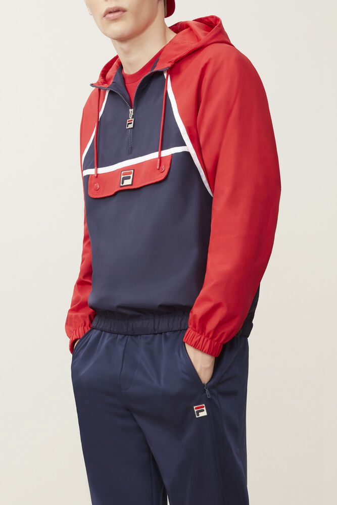 Fila Jacket Mens Navy/Red Astor - Ireland 70963-SMHI